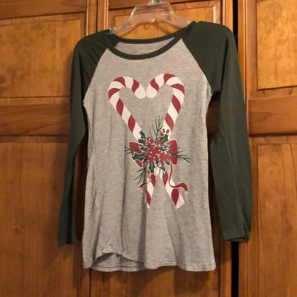 Color Bear Graphic Christmas Candy Cane Shirt